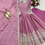 Red Color Coding Dori Work With Chinon Silk Gown