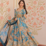 Russian Silk Rich Design Sequence Work Gown