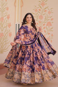 Russian Silk Rich Design Sequence Work Gown