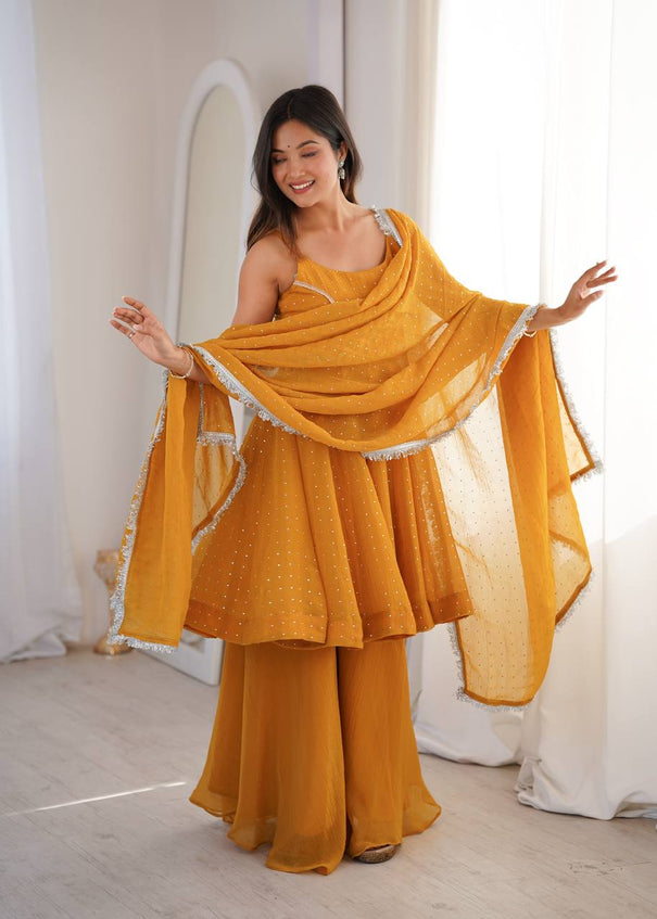Crunchy Silk Zarkhand Sharara Suit Set