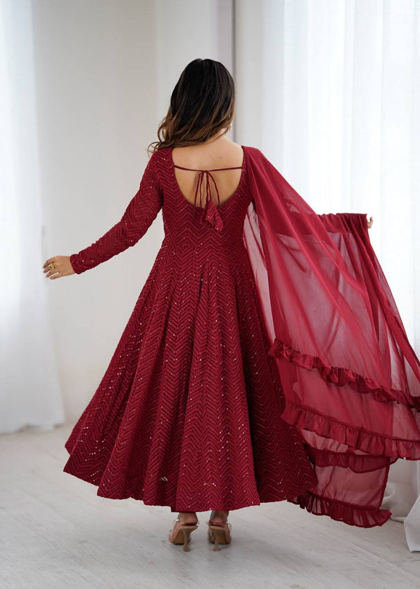 Heavy Pure Soft fox Georgette Lukhanowi Sequence Work Anarkali