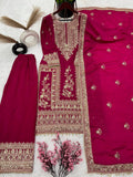 Pure Chinnon Silk Heavy Embroidery Coding Dori-Sequence Work With Full Sleeve