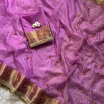 Soft Tissu Silk Saree with Ghungroo Work, Lace Border & Latkan Details