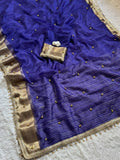 Soft Tissu Silk Saree with Ghungroo Work, Lace Border & Latkan Details