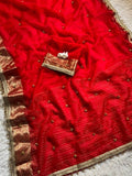 Soft Tissu Silk Saree with Ghungroo Work, Lace Border & Latkan Details