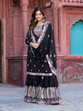 Faux Georgette Thread With Sequence Work Top Plazzo