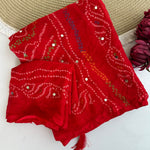 Moss Crepe Mirror Work Saree Set