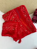 Moss Crepe Mirror Work Saree Set