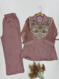 Slasa Silk Beads & Sequin Embroidered Top with Palazzo