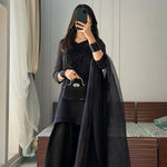 Black Color French Crape Top Plazzo