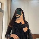 Black Color French Crape Top Plazzo