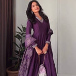Purple Color Jalpari Silk Dori Work Anarkali