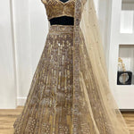 Net And Sequence Work With Dori And Thred Work All Over Front And Back WOrk Lehenga