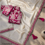 Pure Viscose Satin Embroidered Saree