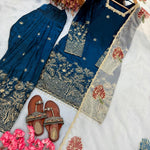 Pure Fendi Silk Embroidered Farshi Plazzo Suit Set