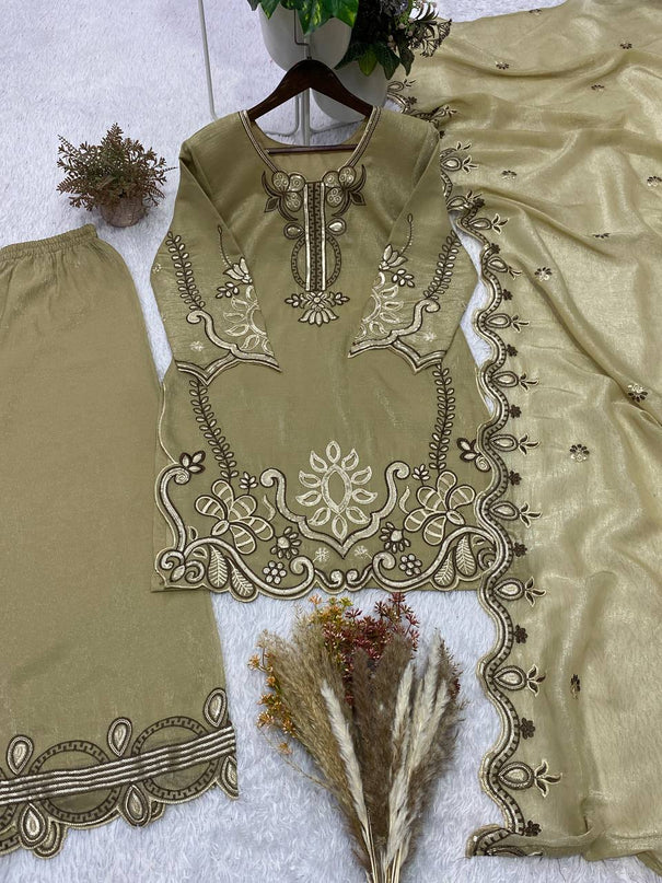 Crunchy Embroidered Plazzo Suit Set