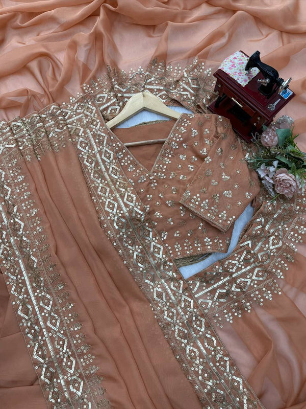 Tibby Silk Embroidered Saree Set