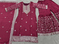 Chinon Embroidery Sequence Design Silk With Crap Silk Top Sharara