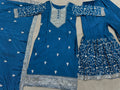 Chinon Embroidery Sequence Design Silk With Crap Silk Top Sharara