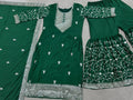 Chinon Embroidery Sequence Design Silk With Crap Silk Top Sharara