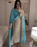 Sequence Embroldery Work With Fox Georgette Top Pent