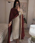 Sequence Embroldery Work With Fox Georgette Top Pent