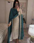 Sequence Embroldery Work With Fox Georgette Top Pent
