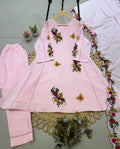 Air Tex Chinon Embroidered Top with Pant & Cutwork Dupatta