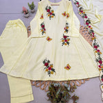Air Tex Chinon Embroidered Top with Pant & Cutwork Dupatta