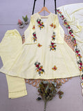 Air Tex Chinon Embroidered Top with Pant & Cutwork Dupatta