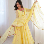 Heavy Faux Georgette Embroidered Anarkali Suit Set