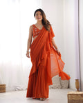 New Wear Pure Fox Georgette With Plain Work Saree Sharara