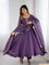 Womens Wear Crunchy Silk Purple Anarkali Gown