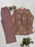 Slasa Silk Beaded & Sequin Embroidered Top with Palazzo