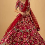 Heavy slub silk With  chainstitch embroidery & sequins work Lehenga