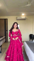 Red Color Foux Georgette Embroidery Work Gown