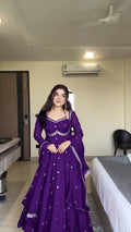 Red Color Foux Georgette Embroidery Work Gown