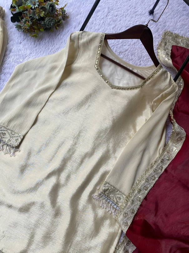 Chinon Embroidered Sharara Suit Set