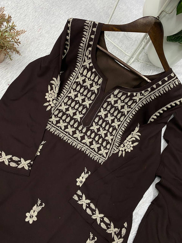 Rayon Embroidered Suit Set