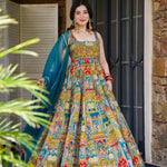 Blue color Jimmy Organza Silk Gown
