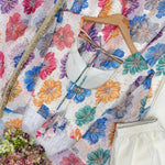 Printed Organza Yoke Embroidery Work Gown