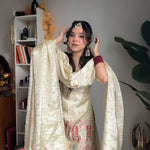 Eid Special Vhinon Silk With Heavy Embroidery Work Top With Fully Fairy Plazzo And Dupatta