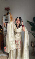 Eid Special Vhinon Silk With Heavy Embroidery Work Top With Fully Fairy Plazzo And Dupatta