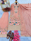 Heavy Chinon Silk And Heavy Embroidery Sequence Work With Dimond Hand Work Top Plazzo