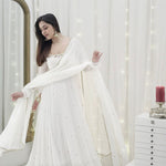 White Color Faux Georgette Full Hand Work Anarkali