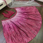 Satin silk padding with sequence work lehenga