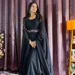Black Color Georgette Sequience Dori Work Gown