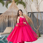 Rani PInk Color Yoke Lace Work Anarkali