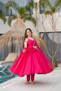 Rani PInk Color Yoke Lace Work Anarkali