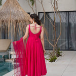 Rani PInk Color Yoke Lace Work Anarkali
